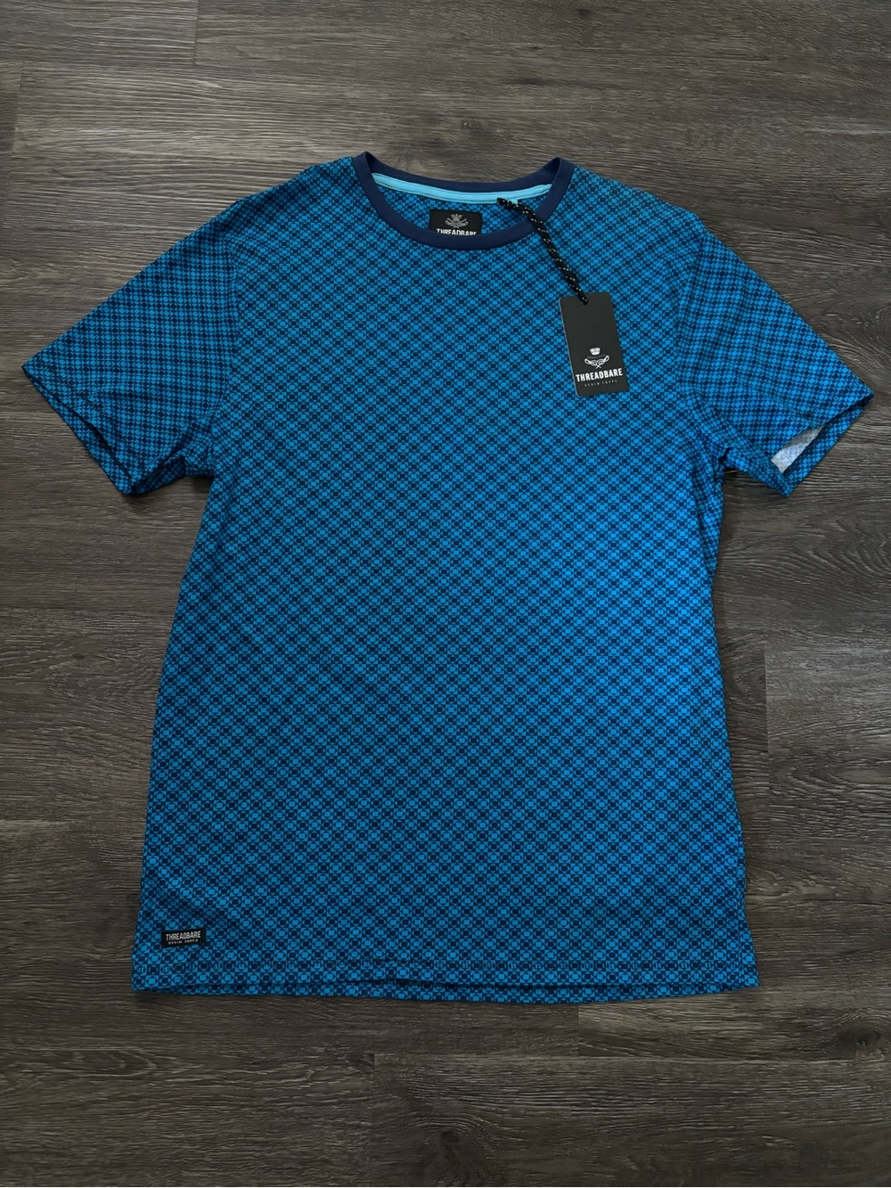 Threadbare Men's Blue Geo-Pattern Short Sleeve Tee